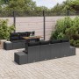 Conjunto de Comedor de Jardín con cojín 8 pcs Negro y Marrón