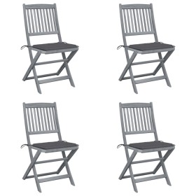Folding garden chairs 4 pcs cushions solid acacia wood by vidaXL, Garden chairs - Ref: Foro24-3064563, Price: 214,41 €, Disco...