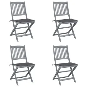 Folding garden chairs 4 pcs cushions solid acacia wood by vidaXL, Garden chairs - Ref: Foro24-3064563, Price: 207,48 €, Disco...