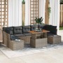 Conjunto de Comedor de Jardín con cojín 8 pcs Gris y marrón
