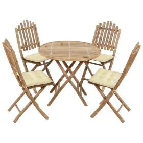 Faltbarer 5-teiliger Gartenspeiseset mit Bambus-Kissen von vidaXL, Gartensets - Ref: Foro24-3063977, Preis: 268,66 €, Rabatt: %