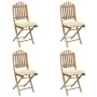Set de comedor de jardín plegable 5 piezas con cojines bambú de vidaXL, Conjuntos de jardín - Ref: Foro24-3063977, Precio: 26...