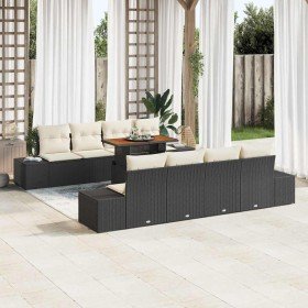 Conjunto de Comedor de Jardín con cojín 9 pcs Negro y crema Conjunto de Comedor de Jardín con cojín 9 pcs Negro y crema