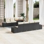 Conjunto de Comedor de Jardín con cojín 9 pcs Negro y crema
