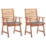 Garden dining chairs and cushions 2 pcs solid acacia wood by vidaXL, Garden chairs - Ref: Foro24-3064321, Price: 159,38 €, Di...