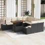 Conjunto de Comedor de Jardín con cojín 9 pcs Negro y crema