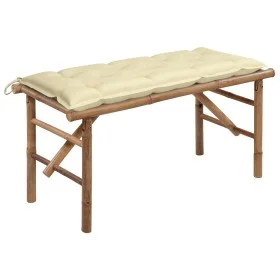 Banco de jardín plegable con cojín bambú 118 cm by vidaXL, garden benches - Ref: Foro24-3063866, Price: 89,62 €, Discount: %