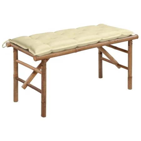 Banco de jardín plegable con cojín bambú 118 cm by vidaXL, garden benches - Ref: Foro24-3063866, Price: 91,49 €, Discount: %