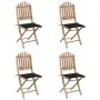 5-teiliges klappbares Garten-Essset aus Bambus mit Kissen von vidaXL, Gartensets - Ref: Foro24-3063967, Preis: 269,30 €, Raba...