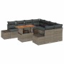 Conjunto de Comedor de Jardín con cojín 9 pcs Gris y marrón