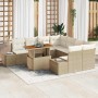 Conjunto de Comedor de Jardín con cojín 9 pcs Beige y Crema