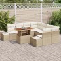 Conjunto de Comedor de Jardín con cojín 9 pcs Beige y Crema