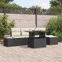 Conjunto de Comedor de Jardín con cojín 6 pcs Negro y crema