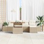 Conjunto de Comedor de Jardín con cojín 6 pcs Beige y Crema