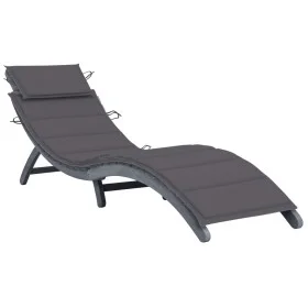 Lounger with solid gray acacia wood cushion by vidaXL, Loungers - Ref: Foro24-3064044, Price: 152,48 €, Discount: %