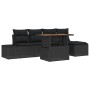 Conjunto de Comedor de Jardín con cojín 6 pcs Negro y Marrón