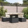 Conjunto de sofá de jardín 5 pcs Negro y crema 100 x 55 x 73 cm