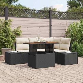 Conjunto de sofá de jardín 5 pcs Negro y crema 100 x 55 x 73 cm