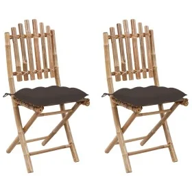 Folding garden chairs with cushions 2 units bamboo by vidaXL, Garden chairs - Ref: Foro24-3064010, Price: 115,18 €, Discount: %