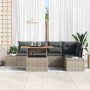 Conjunto de Comedor de Jardín con cojín 6 pcs Gris y marrón