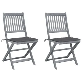 Folding garden chairs 2 pcs cushions solid acacia wood by vidaXL, Garden chairs - Ref: Foro24-3064536, Price: 137,25 €, Disco...