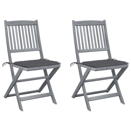 Folding garden chairs 2 pcs cushions solid acacia wood by vidaXL, Garden chairs - Ref: Foro24-3064536, Price: 146,30 €, Disco...