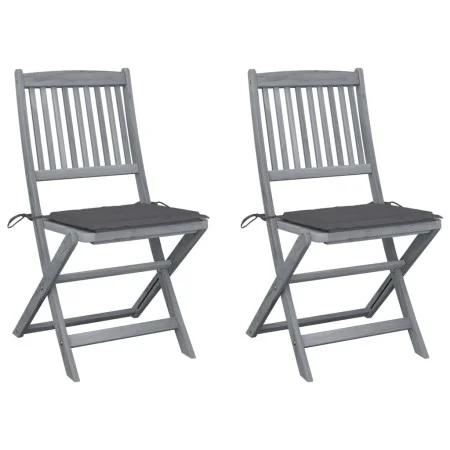 Folding garden chairs 2 pcs cushions solid acacia wood by vidaXL, Garden chairs - Ref: Foro24-3064536, Price: 129,39 €, Disco...
