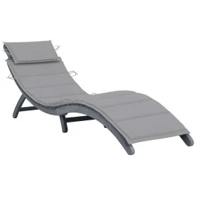 Lounger with solid gray acacia wood cushion by vidaXL, Loungers - Ref: Foro24-3064045, Price: 143,80 €, Discount: %