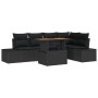 Conjunto de Comedor de Jardín con cojín 6 pcs Negro y Marrón