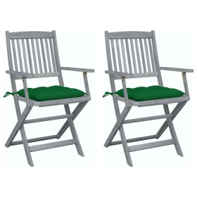 Folding garden chairs 2 pcs cushions solid acacia wood by vidaXL, Garden chairs - Ref: Foro24-3064502, Price: 129,06 €, Disco...