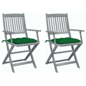 Klappbare Gartenstühle, 2 Stück, Kissen aus massivem Akazienholz von vidaXL, Gartenstühle - Ref: Foro24-3064502, Preis: 120,6...