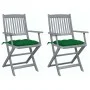 Klappbare Gartenstühle, 2 Stück, Kissen aus massivem Akazienholz von vidaXL, Gartenstühle - Ref: Foro24-3064502, Preis: 120,7...