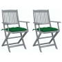 Klappbare Gartenstühle, 2 Stück, Kissen aus massivem Akazienholz von vidaXL, Gartenstühle - Ref: Foro24-3064502, Preis: 129,0...