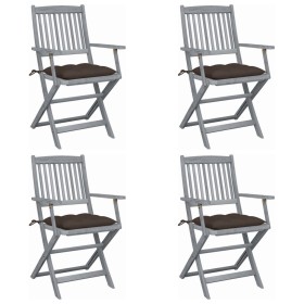 Folding garden chairs 4 pcs cushions solid acacia wood by vidaXL, Garden chairs - Ref: Foro24-3064532, Price: 185,43 €, Disco...