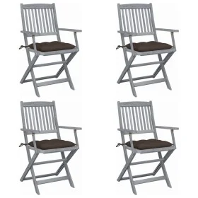 Folding garden chairs 4 pcs cushions solid acacia wood by vidaXL, Garden chairs - Ref: Foro24-3064532, Price: 183,02 €, Disco...