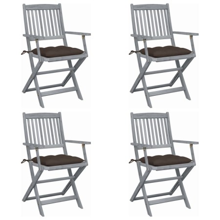 Klappbare Gartenstühle, 4 Stück, Kissen aus massivem Akazienholz von vidaXL, Gartenstühle - Ref: Foro24-3064532, Preis: 185,4...