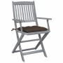 Klappbare Gartenstühle, 4 Stück, Kissen aus massivem Akazienholz von vidaXL, Gartenstühle - Ref: Foro24-3064532, Preis: 185,4...