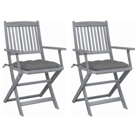 Folding garden chairs 2 pcs cushions solid acacia wood by vidaXL, Garden chairs - Ref: Foro24-3064498, Price: 126,63 €, Disco...