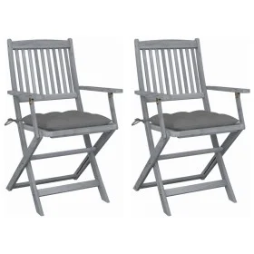 Folding garden chairs 2 pcs cushions solid acacia wood by vidaXL, Garden chairs - Ref: Foro24-3064498, Price: 118,65 €, Disco...