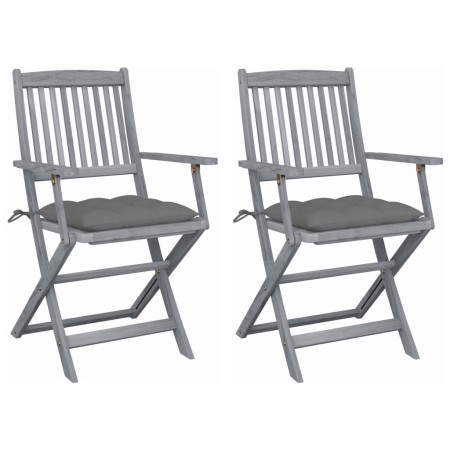 Folding garden chairs 2 pcs cushions solid acacia wood by vidaXL, Garden chairs - Ref: Foro24-3064498, Price: 126,63 €, Disco...