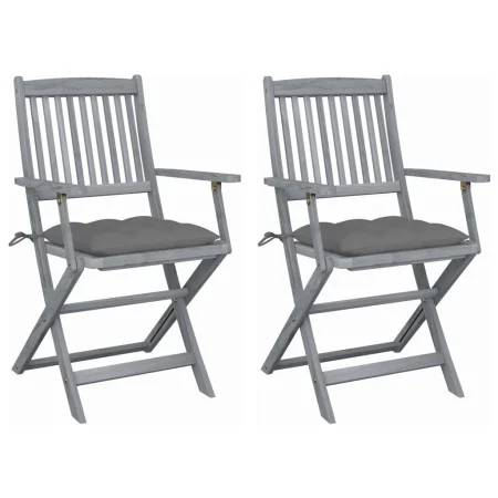 Klappbare Gartenstühle, 2 Stück, Kissen aus massivem Akazienholz von vidaXL, Gartenstühle - Ref: Foro24-3064498, Preis: 120,1...