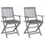 Folding garden chairs 2 pcs cushions solid acacia wood by vidaXL, Garden chairs - Ref: Foro24-3064498, Price: 126,63 €, Disco...