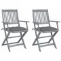 Klappbare Gartenstühle, 2 Stück, Kissen aus massivem Akazienholz von vidaXL, Gartenstühle - Ref: Foro24-3064498, Preis: 120,1...