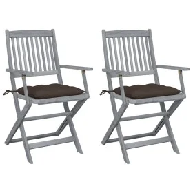 Klappbare Gartenstühle, 2 Stück, Kissen aus massivem Akazienholz von vidaXL, Gartenstühle - Ref: Foro24-3064505, Preis: 120,7...