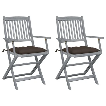Folding garden chairs 2 pcs cushions solid acacia wood by vidaXL, Garden chairs - Ref: Foro24-3064505, Price: 120,77 €, Disco...