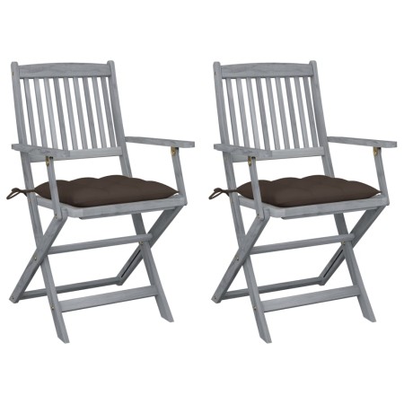 Klappbare Gartenstühle, 2 Stück, Kissen aus massivem Akazienholz von vidaXL, Gartenstühle - Ref: Foro24-3064505, Preis: 129,0...