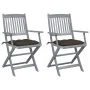 Folding garden chairs 2 pcs cushions solid acacia wood by vidaXL, Garden chairs - Ref: Foro24-3064505, Price: 120,77 €, Disco...