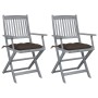 Klappbare Gartenstühle, 2 Stück, Kissen aus massivem Akazienholz von vidaXL, Gartenstühle - Ref: Foro24-3064505, Preis: 129,0...