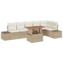 Conjunto de Comedor de Jardín con cojín 7 pcs Beige y Crema
