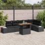 Conjunto de Comedor de Jardín con cojín 7 pcs Negro y Marrón